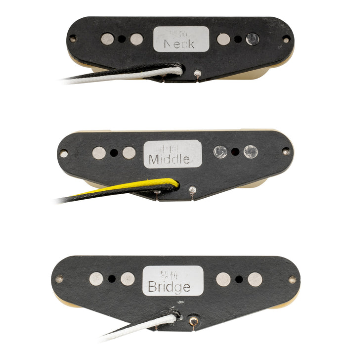 wilkinson m series vintage tone alnico 5 staggered single coil pickups sss set for strat style electric guitar mx1504bkmx1505bkmx1506bk, mint ivory color