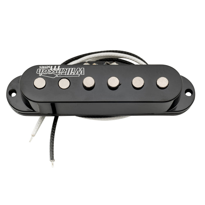 detail of wilkinson m series vintage tone alnico 5 staggered single coil bridge pickup for strat style electric guitar mx1506bk