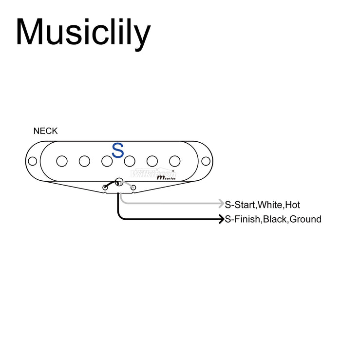 Size of wilkinson m series high output ceramic st single coil neck pickup for strat style electric guitar mx1507bk