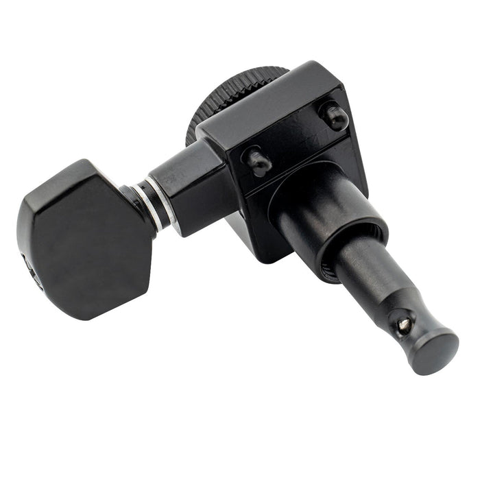 Musiclily Pro Single 16:1 Ratio 2-Pin Full Sealed Locking Machine Head Bass Side Tuner Tuning Peg Key with Hex Button for Fender Strat Tele Style Electric Guitar