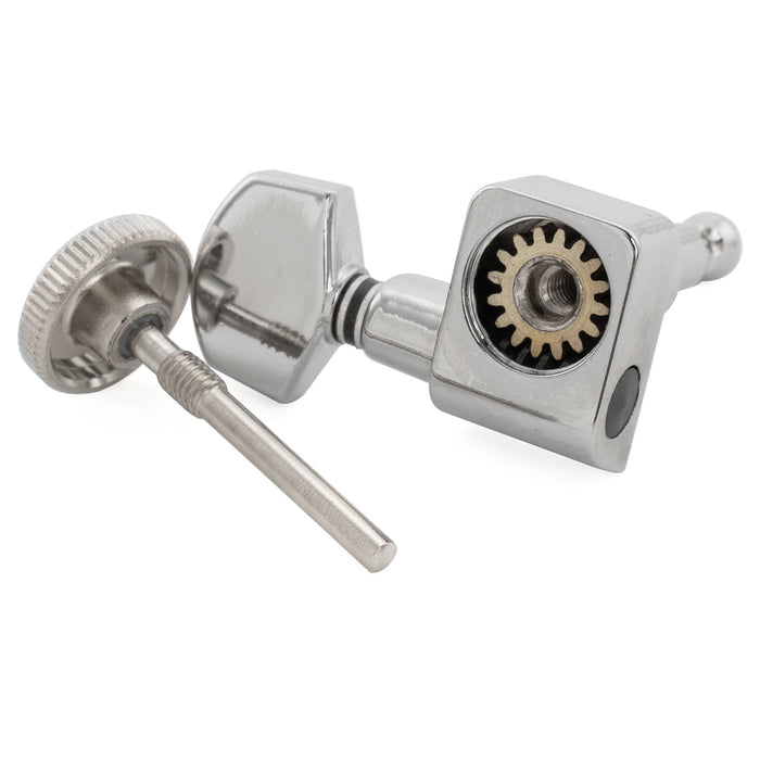 Musiclily Pro R15T Singolo Lato Basso Rapporto 16:1 Testa Macchina Bloccante Sigillata Completamente con 2 Pin e Pulsante Esagonale per Chitarra Elettrica Stile Fender Strat Tele