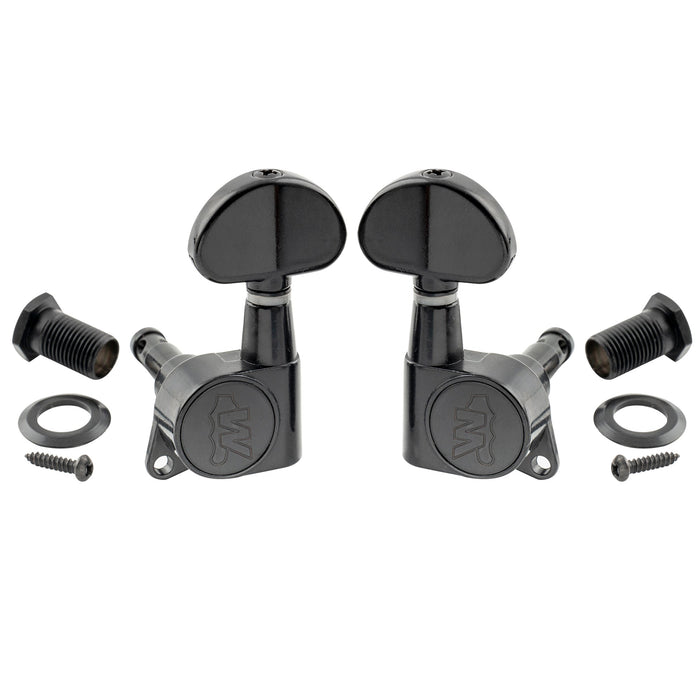 ウィルキンソン3R3L 19:1比率 イージーロック 全密封式 マシンヘッドチューナー チューニングペグ 半月ボタン付き 45度ネジ アコースティックギター・エレキギター用