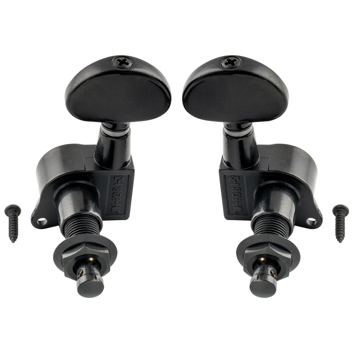 ウィルキンソン3R3L 19:1比率 イージーロック 全密封式 マシンヘッドチューナー チューニングペグ 半月ボタン付き 45度ネジ アコースティックギター・エレキギター用