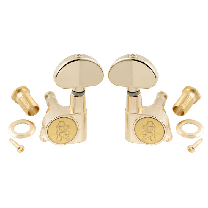 ウィルキンソン3R3L 19:1比率 イージーロック 全密封式 マシンヘッドチューナー チューニングペグ 半月ボタン付き 45度ネジ アコースティックギター・エレキギター用