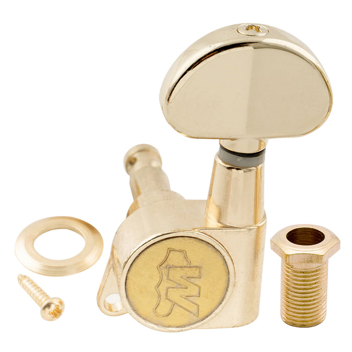 Wilkinson Single 19:1 Ratio E-Z-LOK Full Sealed Machine Head Treble Side Tuner Tuning Peg Key with Half Moon Button for Acoustic Electric Guitar