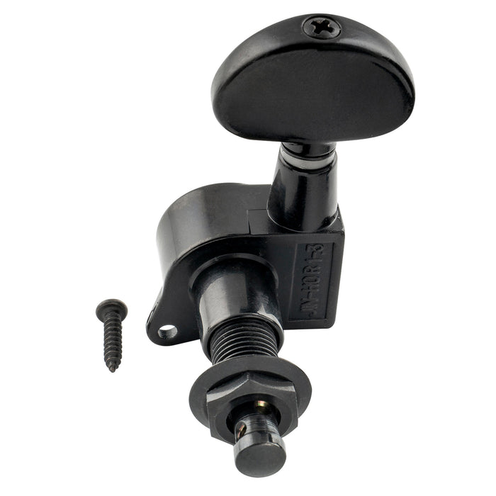 Wilkinson Single 19:1 Ratio E-Z-LOK Full Sealed Machine Head Bass Side Tuner Tuning Peg Key with Half Moon Button for Acoustic Electric Guitar