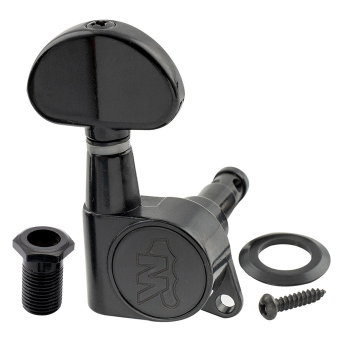 Wilkinson Single 19:1 Ratio E-Z-LOK Full Sealed Machine Head Bass Side Tuner Tuning Peg Key with Half Moon Button for Acoustic Electric Guitar