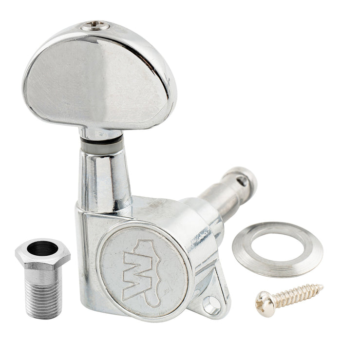 Wilkinson Single 19:1 Ratio E-Z-LOK Full Sealed Machine Head Bass Side Tuner Tuning Peg Key with Half Moon Button for Acoustic Electric Guitar