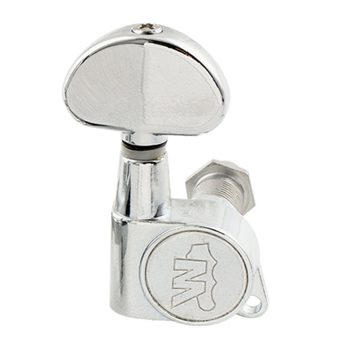 Wilkinson Single 19:1 Ratio E-Z-LOK Full Sealed Machine Head Bass Side Tuner Tuning Peg Key with Half Moon Button for Acoustic Electric Guitar