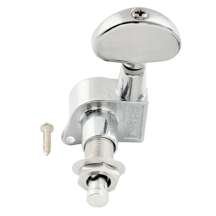 Wilkinson Single 19:1 Ratio E-Z-LOK Full Sealed Machine Head Bass Side Tuner Tuning Peg Key with Half Moon Button for Acoustic Electric Guitar