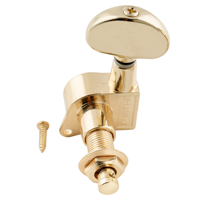 Wilkinson Single 19:1 Ratio E-Z-LOK Full Sealed Machine Head Bass Side Tuner Tuning Peg Key with Half Moon Button for Acoustic Electric Guitar