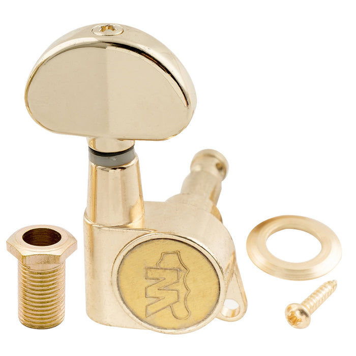 Wilkinson Single 19:1 Ratio E-Z-LOK Full Sealed Machine Head Bass Side Tuner Tuning Peg Key with Half Moon Button for Acoustic Electric Guitar