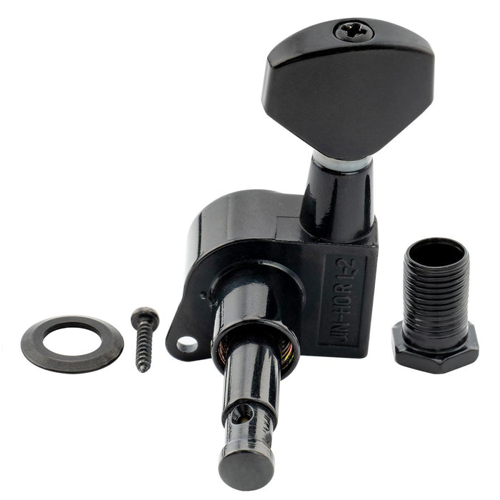 Wilkinson Single 19:1 Ratio E-Z-LOK Full Sealed Machine Head Bass Side Tuner Tuning Peg Key with Hex Button for Strat Tele Style Electric Guitar