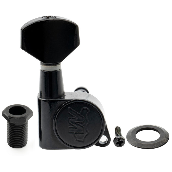 Wilkinson Single 19:1 Ratio E-Z-LOK Full Sealed Machine Head Bass Side Tuner Tuning Peg Key with Hex Button for Strat Tele Style Electric Guitar