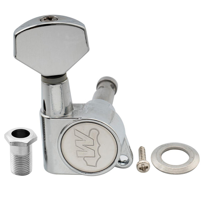 Wilkinson Single 19:1 Ratio E-Z-LOK Full Sealed Machine Head Bass Side Tuner Tuning Peg Key with Hex Button for Strat Tele Style Electric Guitar