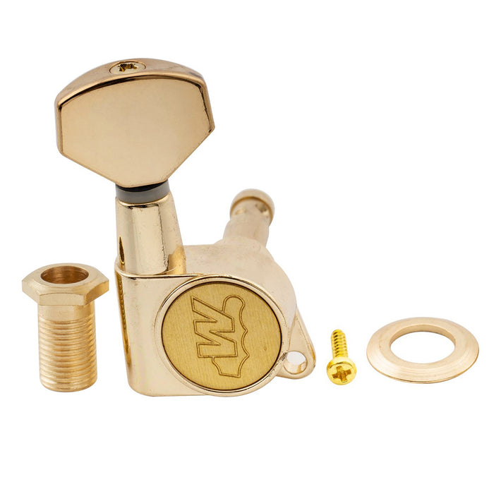 Wilkinson Single 19:1 Ratio E-Z-LOK Full Sealed Machine Head Bass Side Tuner Tuning Peg Key with Hex Button for Strat Tele Style Electric Guitar