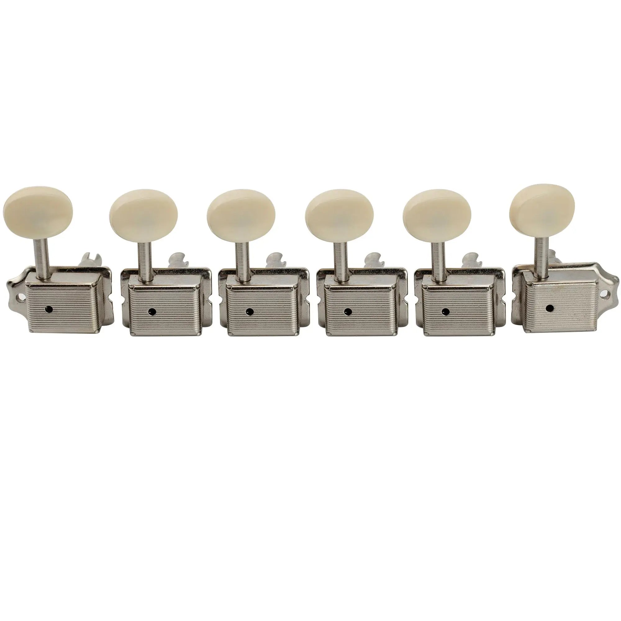 musiclily pro vintage guitar tuners split shaft 6 in line machine heads tuning pegs keys set for squier classic vibe fender strat tele style mx1514p, mint ivory color