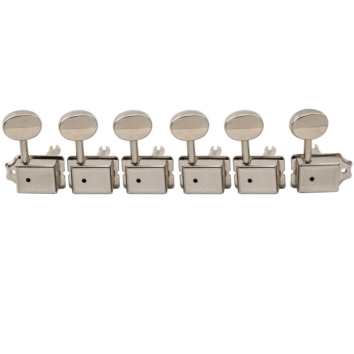 musiclily pro vintage guitar tuners split shaft 6 in line machine heads tuning pegs keys set for squier classic vibe fender strat tele style mx1514p, nickel