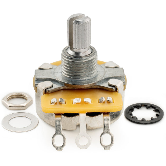 detail of cts 450 b250k pots short split shaft 1 4 inch 10 linear taper potentiometers for electric guitar bass mx1516 10