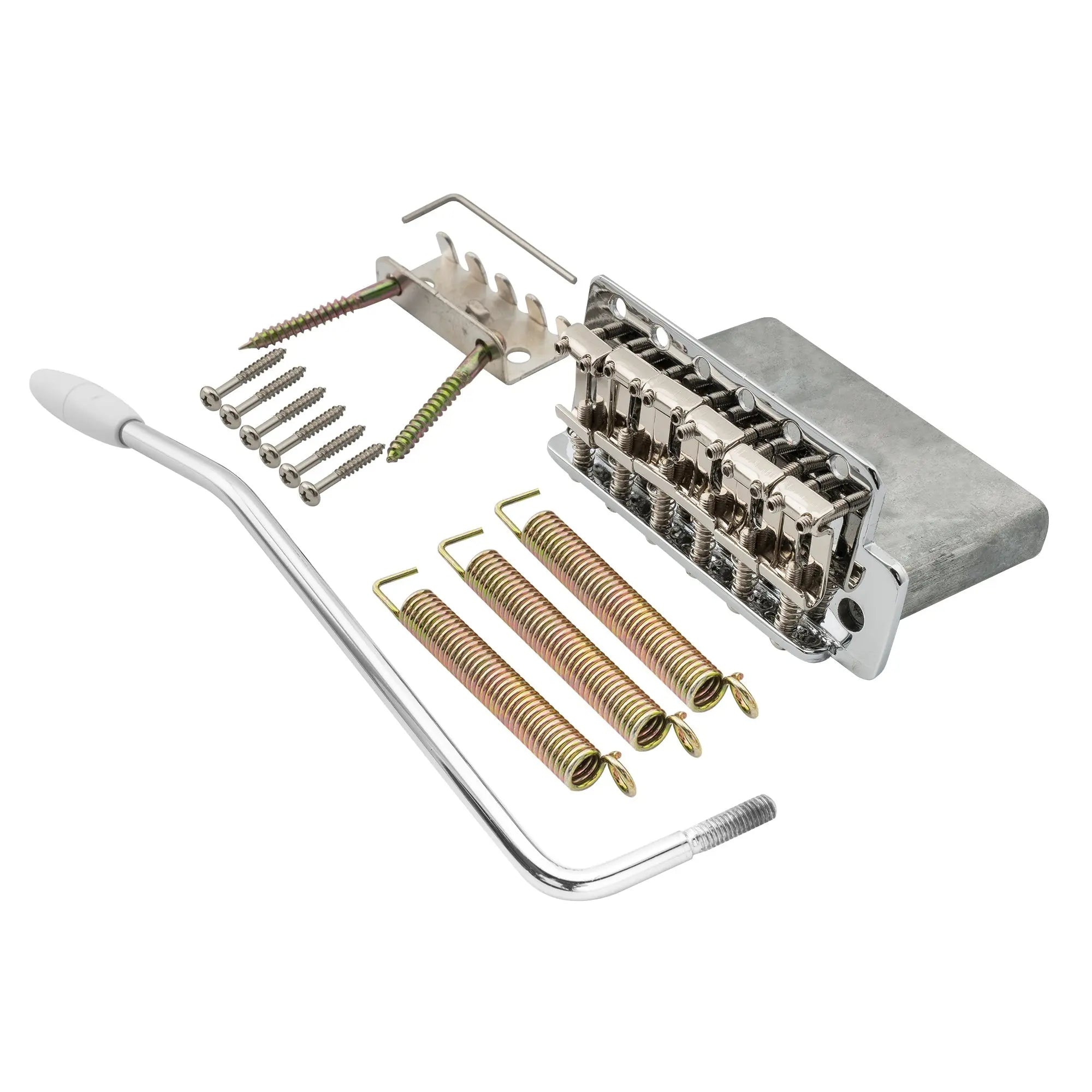 musiclily pro vintage style guitar 56 5mm2 7 32 inch steel saddles tremolo bridge for vintage fender american strat style electric guitar mx1530p, chrome