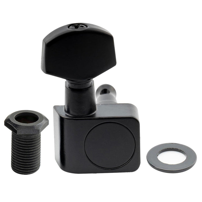 Musiclily Pro R15T Single 16:1 Ratio 2-Pin Full Sealed Machine Head Bass Side Tuner Tuning Peg Key with Hex Button for Fender Strat Tele Style Electric Guitar