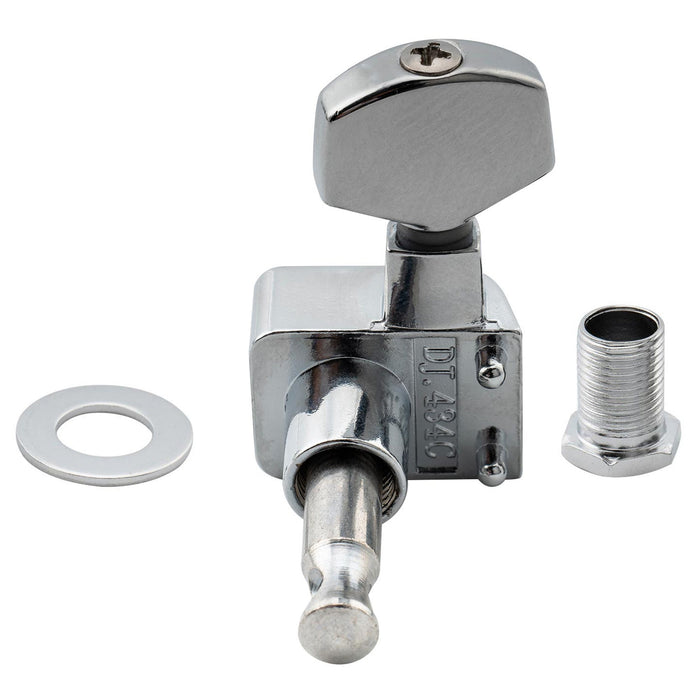 Musiclily Pro R15T Single 16:1 Ratio 2-Pin Full Sealed Machine Head Bass Side Tuner Tuning Peg Key with Hex Button for Fender Strat Tele Style Electric Guitar