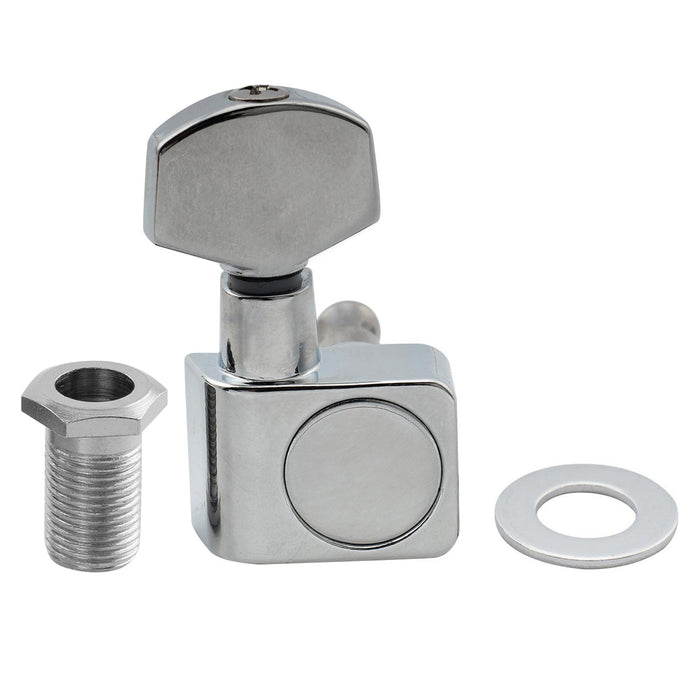 Musiclily Pro R15T Single 16:1 Ratio 2-Pin Full Sealed Machine Head Bass Side Tuner Tuning Peg Key with Hex Button for Fender Strat Tele Style Electric Guitar