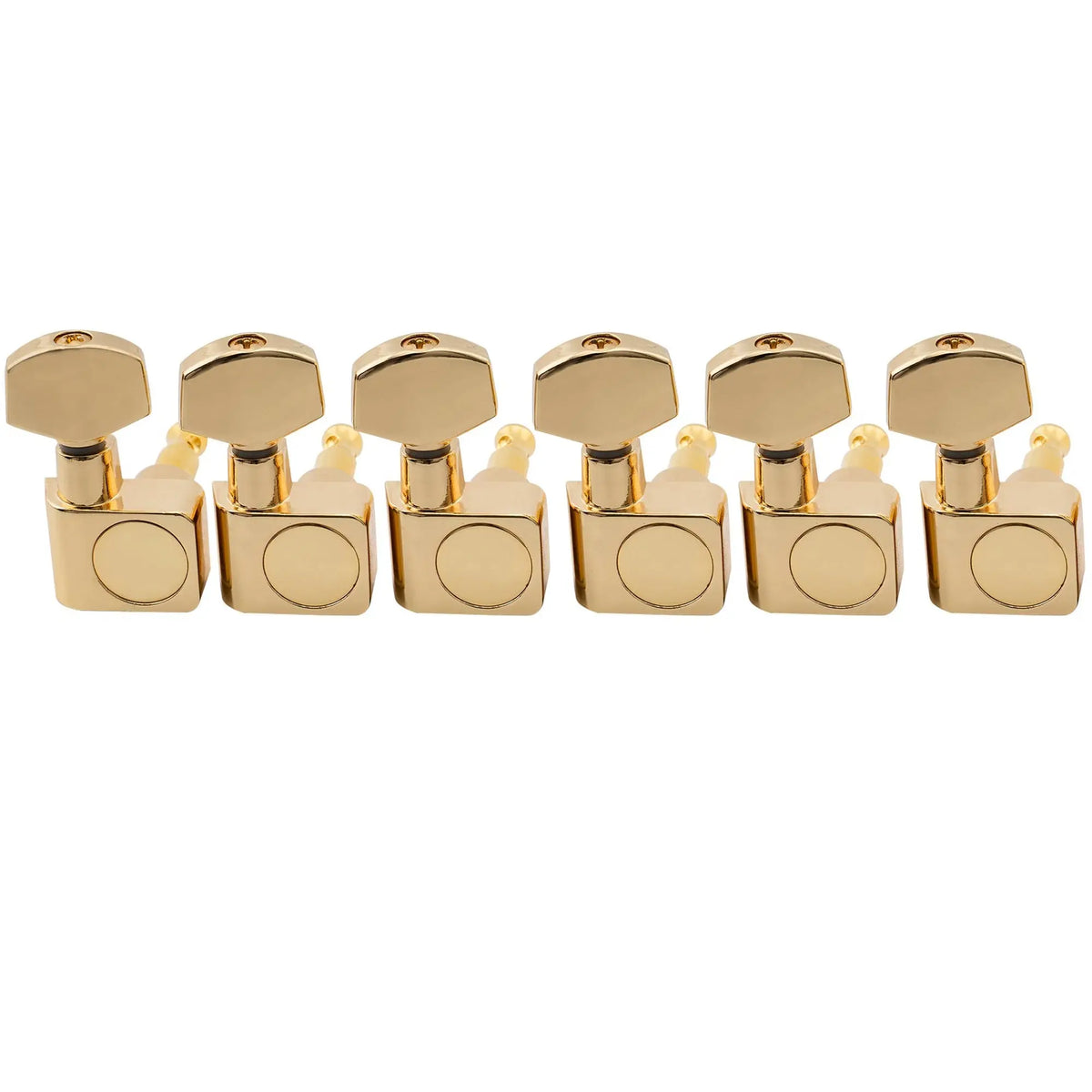 musiclily pro 6 in line 2 pins sealed guitar tuners machine head tuning pegs set for fender strat tele style guitar mx1540 6p, gold