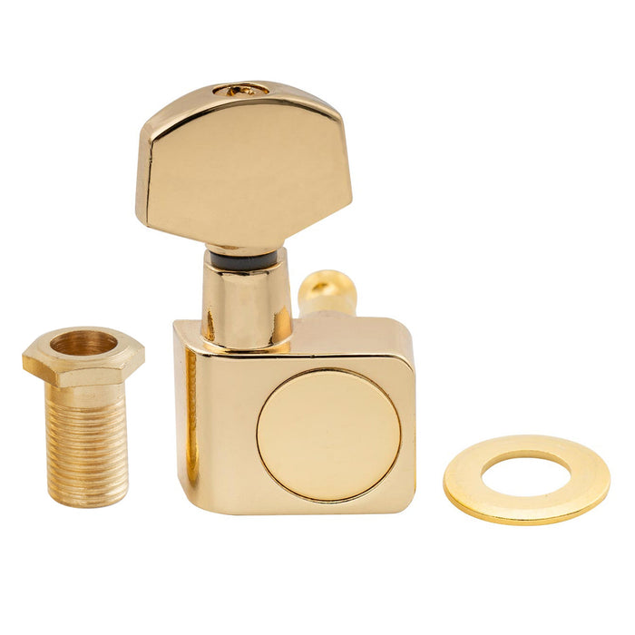 Musiclily Pro R15T Single 16:1 Ratio 2-Pin Full Sealed Machine Head Bass Side Tuner Tuning Peg Key with Hex Button for Fender Strat Tele Style Electric Guitar