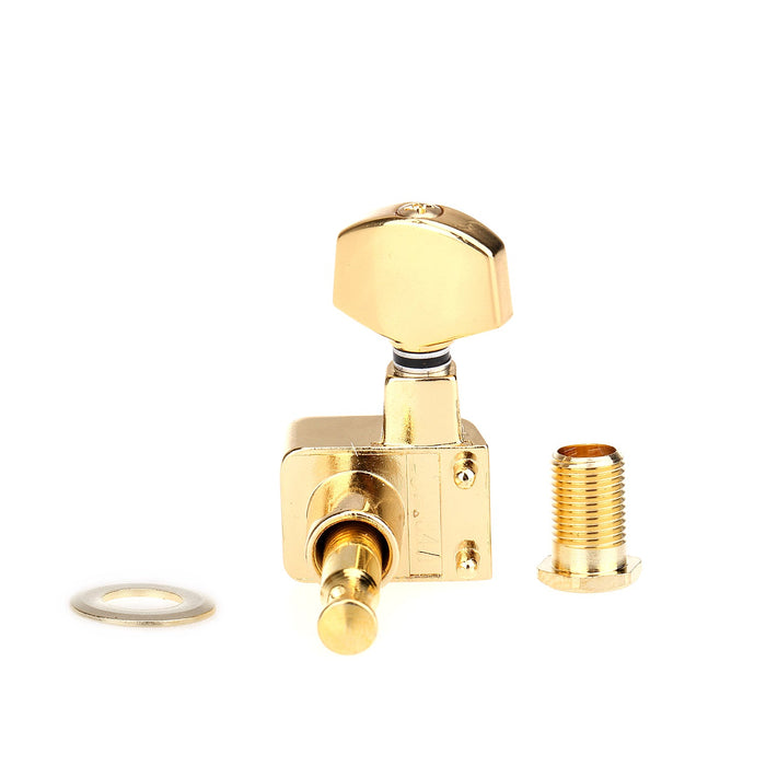Musiclily Pro R15T Single 16:1 Ratio 2-Pin Full Sealed Machine Head Bass Side Tuner Tuning Peg Key with Hex Button for Fender Strat Tele Style Electric Guitar