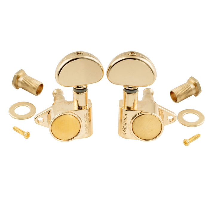 ウィルキンソン3R3L 19:1比率 フルシールド マシンヘッドチューナー チューニングペグ 半月ボタン 直角ネジ アコースティックギター・エレキギター用