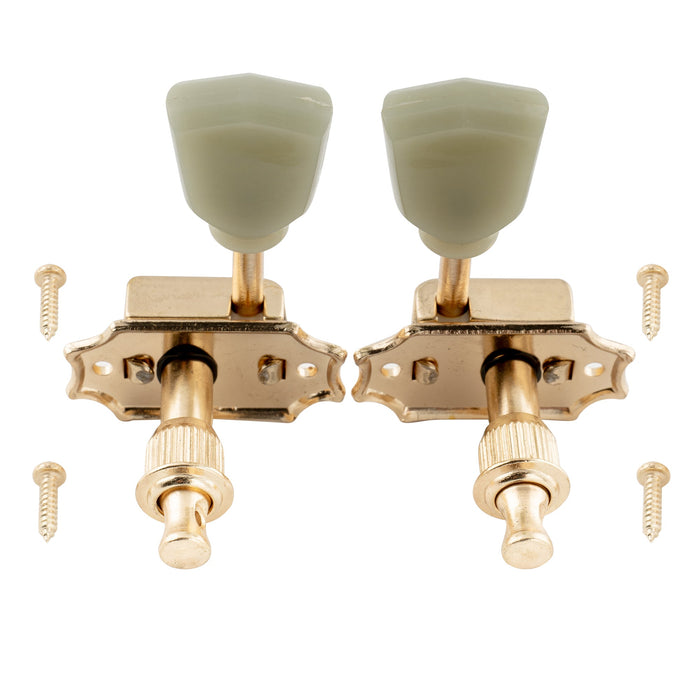 detail of wilkinson 3r3l 15 1 ratio semi closed deluxe vintage style machine heads tuners tuning pegs keys with keystone button for acoustic electric guitar mx1544p