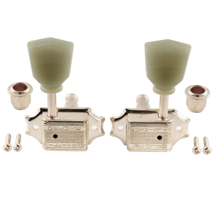 ウィルキンソン3R3L 15:1比率 セミクローズド デラックス ヴィンテージスタイル マシンヘッド チューナー チューニングペグ キーストーンボタン付き アコースティックギター・エレキギター用