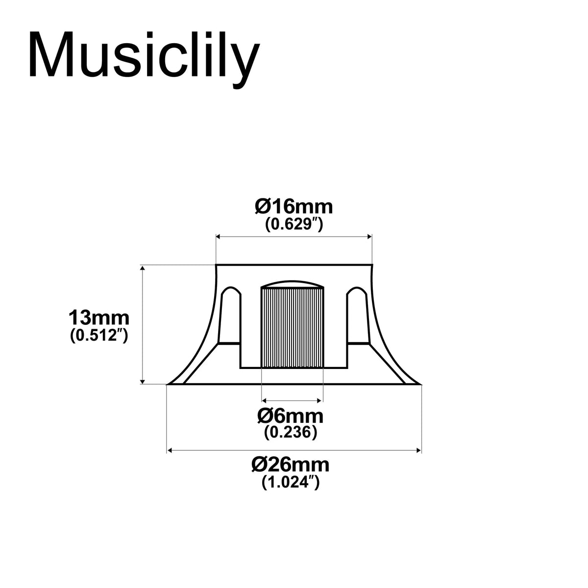 Dimensions of musiclily pro inch size fine 24 spline top hat bell knobs tone volume control knobs for usa lp sg style electric guitar mx1560 4p