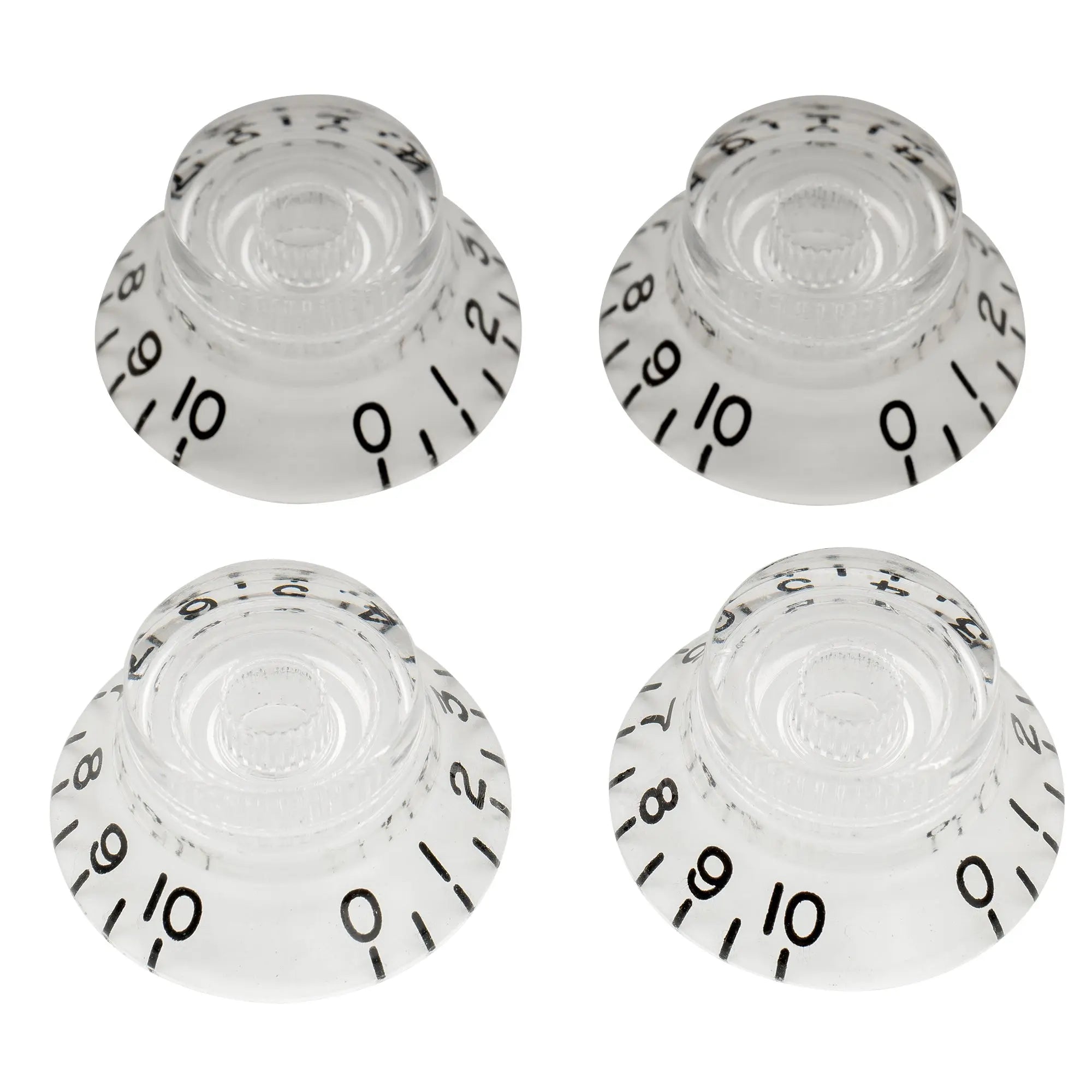 musiclily pro inch size fine 24 spline top hat bell knobs tone volume control knobs for usa lp sg style electric guitar mx1560 4p, transparent