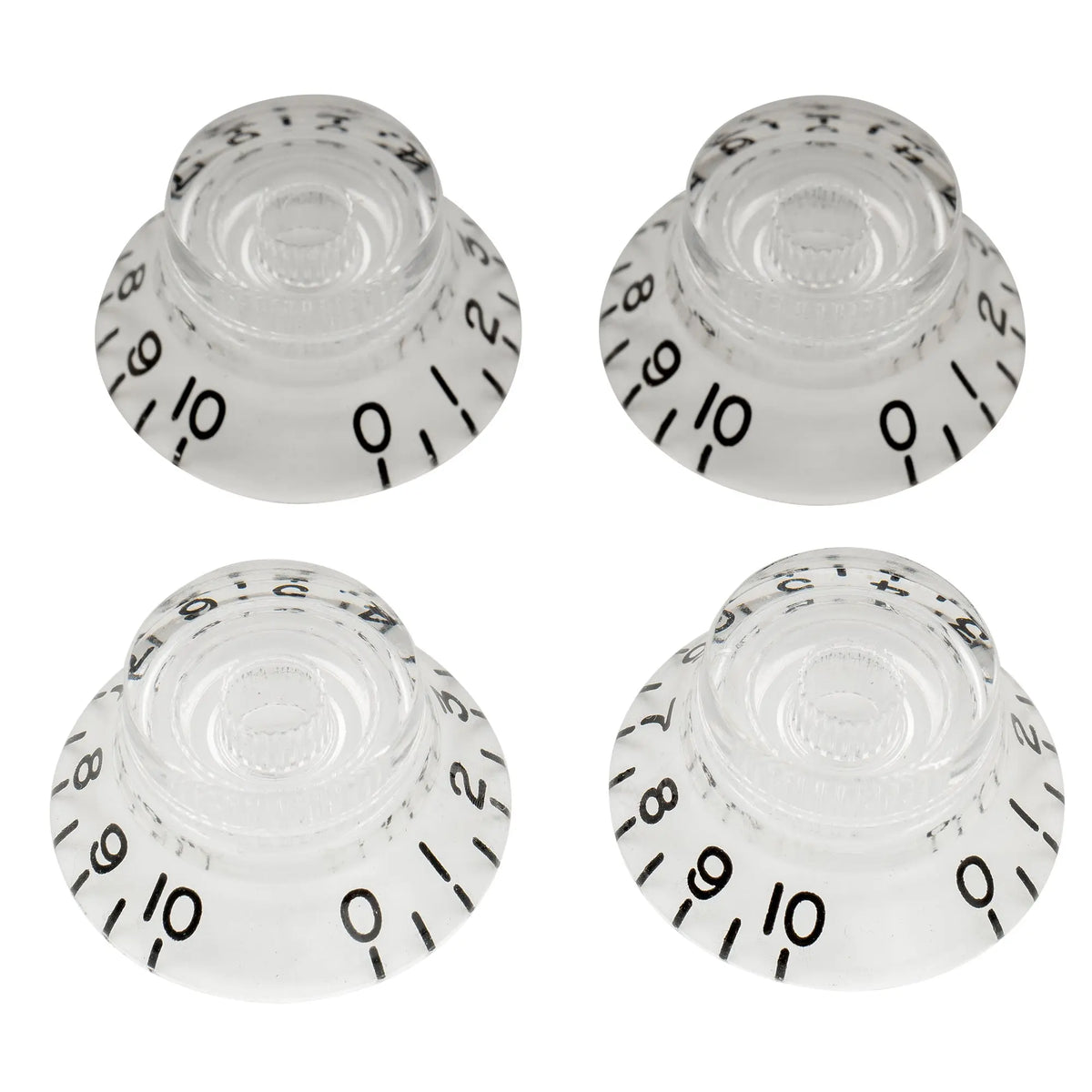 musiclily pro inch size fine 24 spline top hat bell knobs tone volume control knobs for usa lp sg style electric guitar mx1560 4p, transparent
