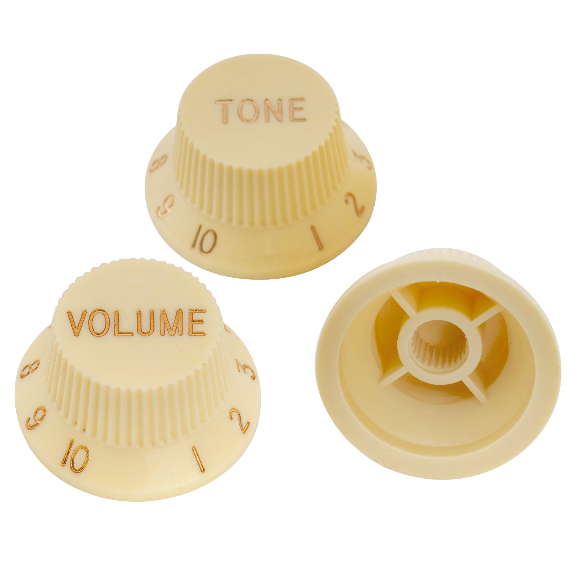 Musiclily Pro Zoll-Größe feine 24 Splines Gitarren-Ton- und Lautstärkereglerknöpfe für amerikanisch hergestellte Strat-Style-Elektrogitarren, Set von 2T1V