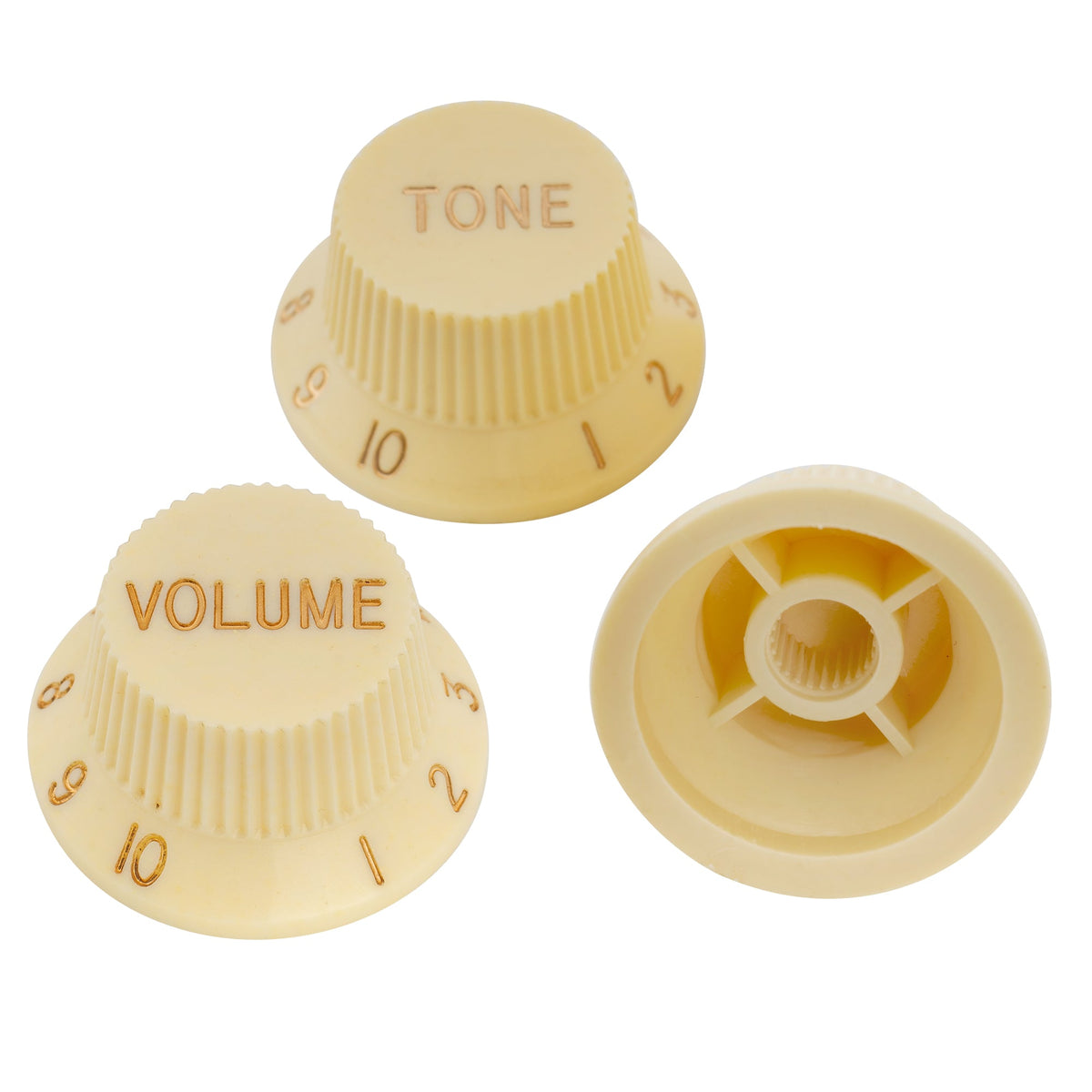 Musiclily Pro Zoll-Größe feine 24 Splines Gitarren-Ton- und Lautstärkereglerknöpfe für amerikanisch hergestellte Strat-Style-Elektrogitarren, Set von 2T1V