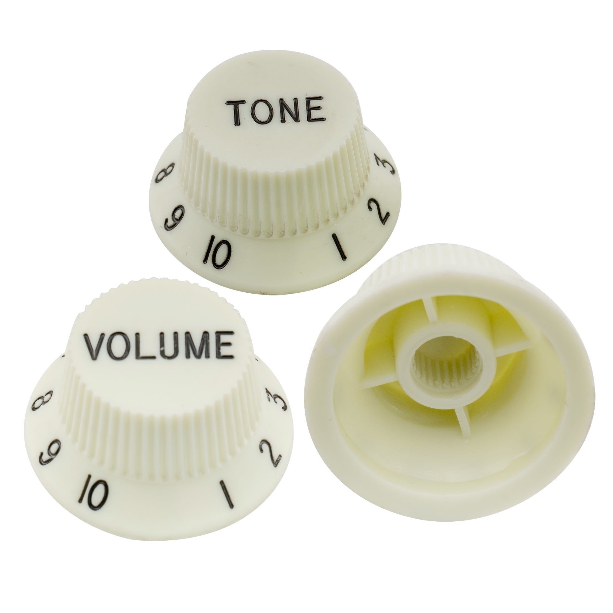 Musiclily Pro Zoll-Größe feine 24 Splines Gitarren-Ton- und Lautstärkereglerknöpfe für amerikanisch hergestellte Strat-Style-Elektrogitarren, Set von 2T1V