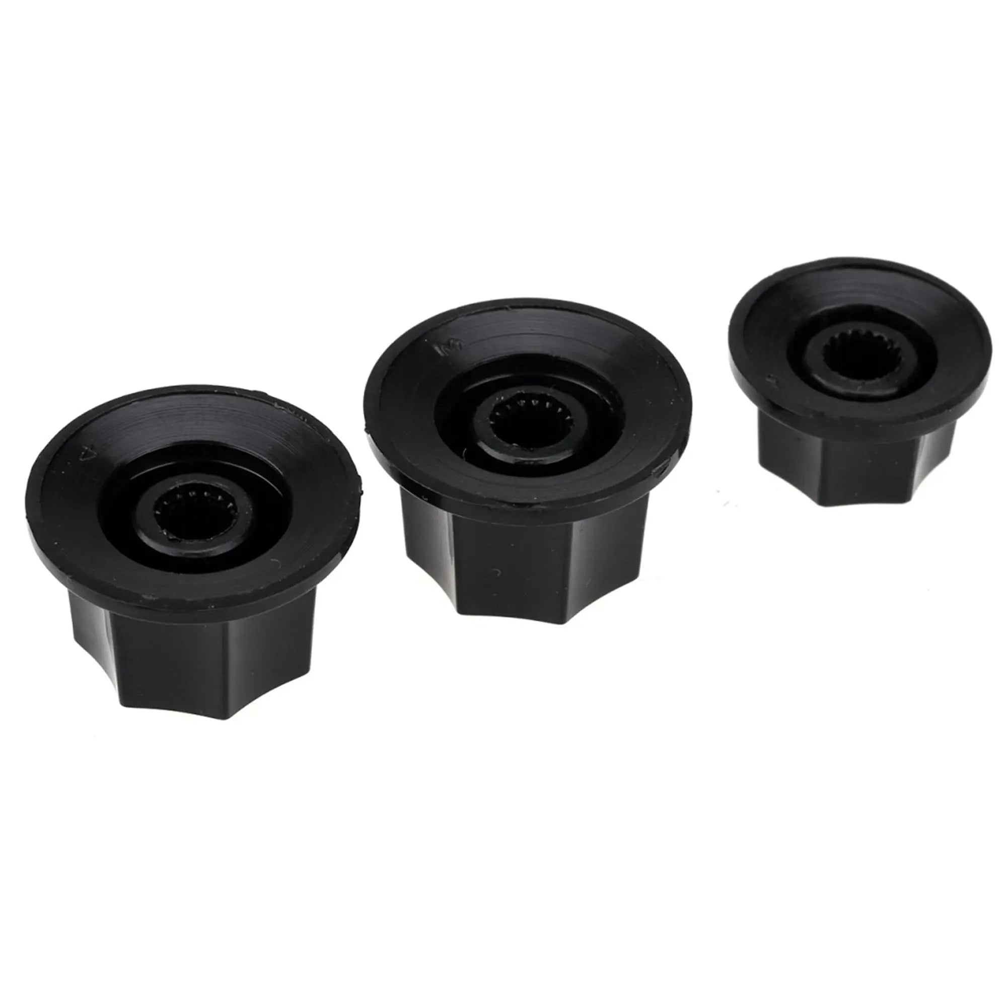 detail of musiclily pro inch size fine 24 spline knobs 2 large 1 small jazz bass knobs set for usa made jb style bass mx1570bk 2mx1569bk