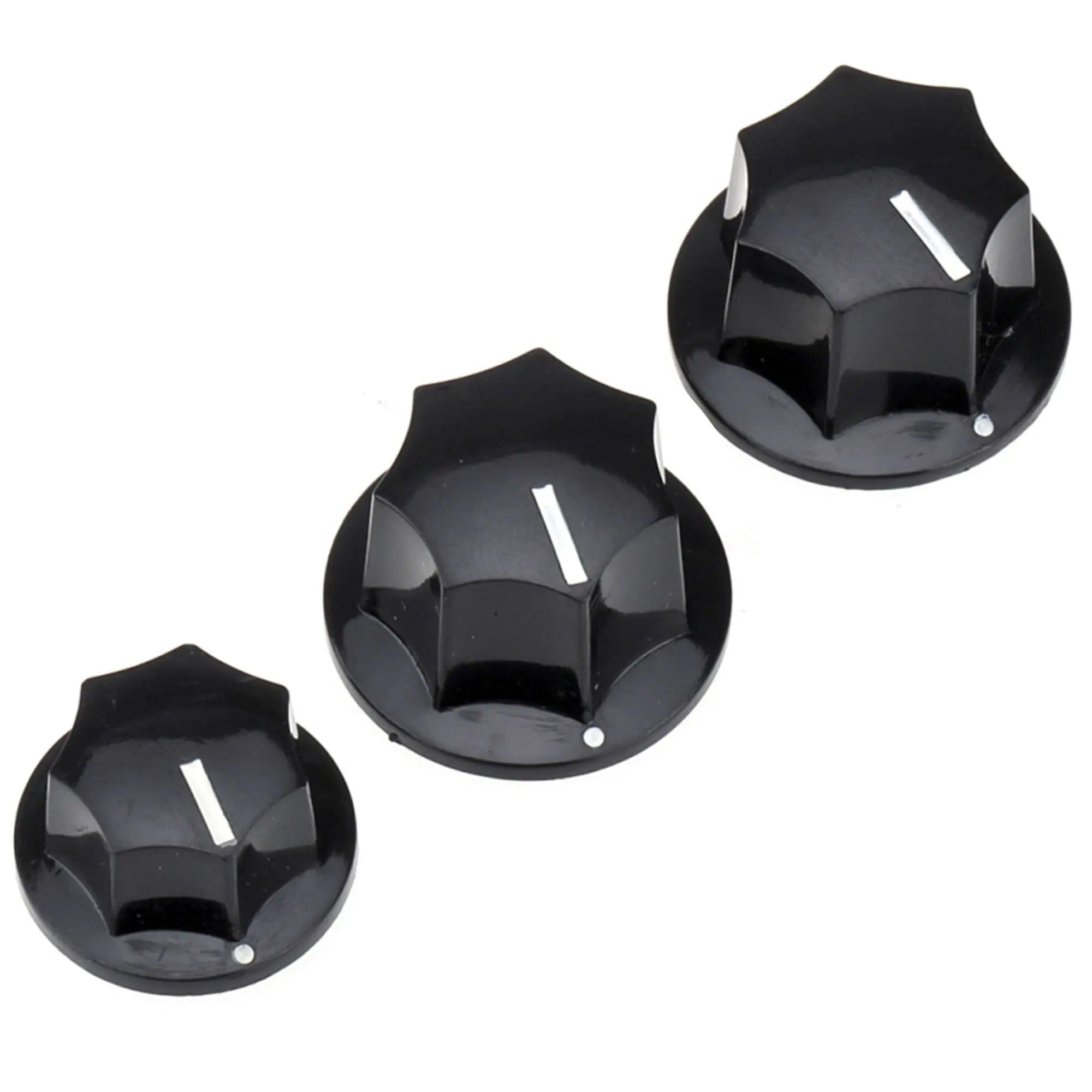 musiclily pro inch size fine 24 spline knobs 2 large 1 small jazz bass knobs set for usa made jb style bass mx1570bk 2mx1569bk