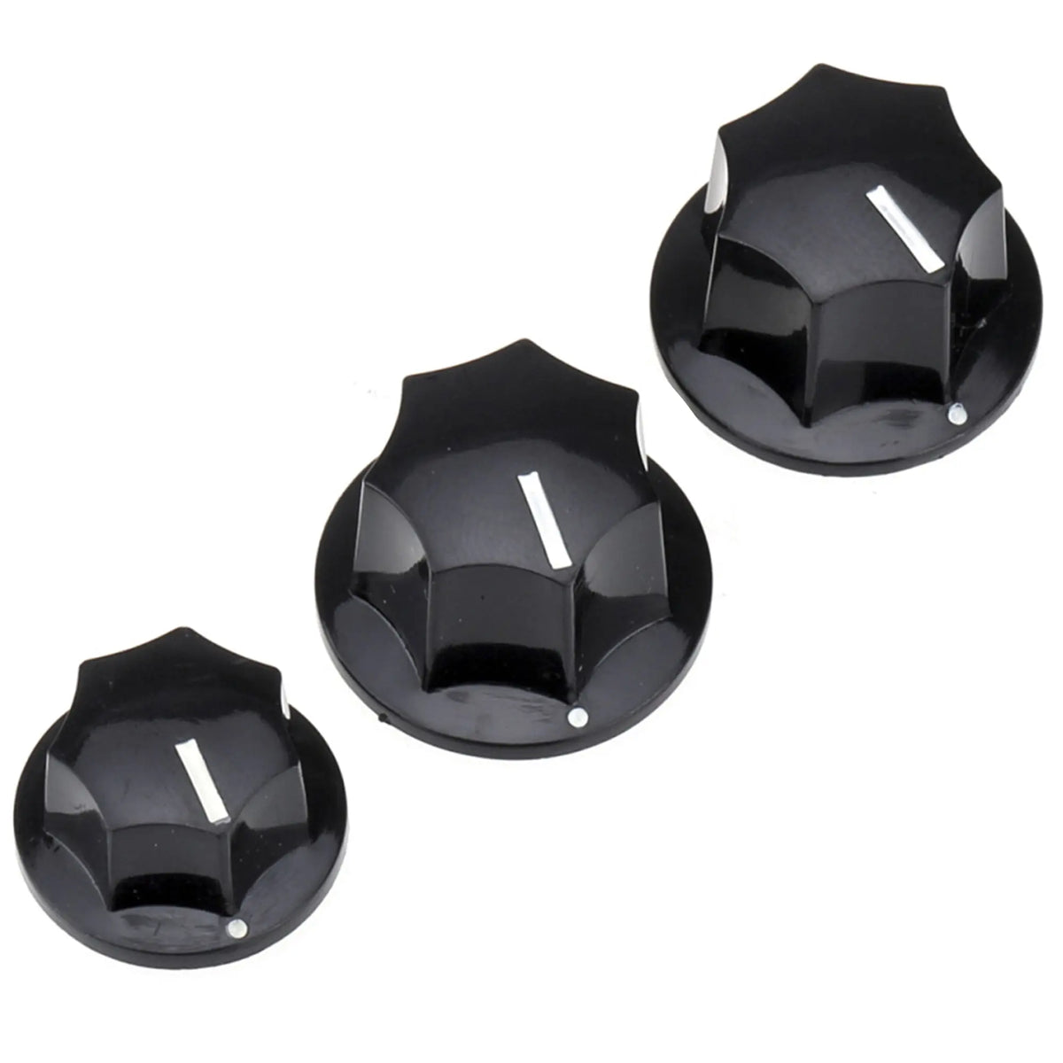 musiclily pro inch size fine 24 spline knobs 2 large 1 small jazz bass knobs set for usa made jb style bass mx1570bk 2mx1569bk