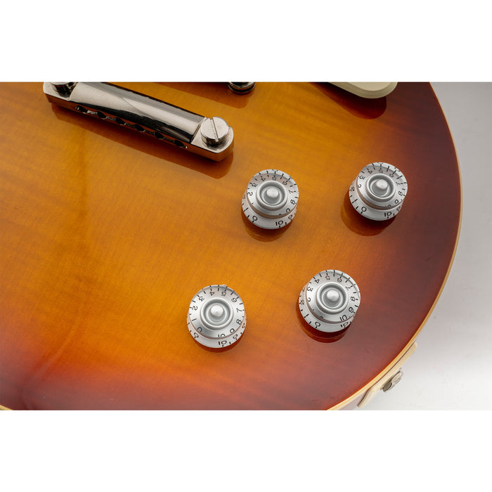 Musiclily Pro Linkshändige Zoll-Größe Fein 24-Zahnkranz Gitarrenknöpfe Ton, Lautstärke, Geschwindigkeitsreglerknöpfe für amerikanische LP- und SG-Style Elektrogitarren, Set von 4