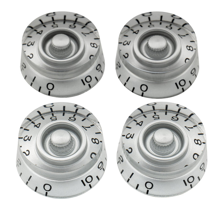 musiclily pro left handed inch size fine 24 spline guitar knobs tone volume speed control knobs for usa lp sg style electric guitar mx1572 4p, silver