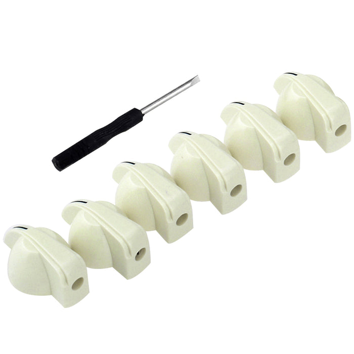 Musiclily Pro 1/4インチ 通用チキンノブ つまみ 止めネジ付き ソリッドシャフトポットやギターのアンプとエフェクト用 エイジドホワイト(6個セット)