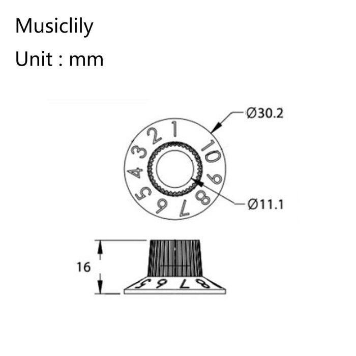 Musiclily Pro Imperial Inch Size Guitar Amplifier Effect Pedal Volume Witch Hat Skirted Knobs, Set of 4