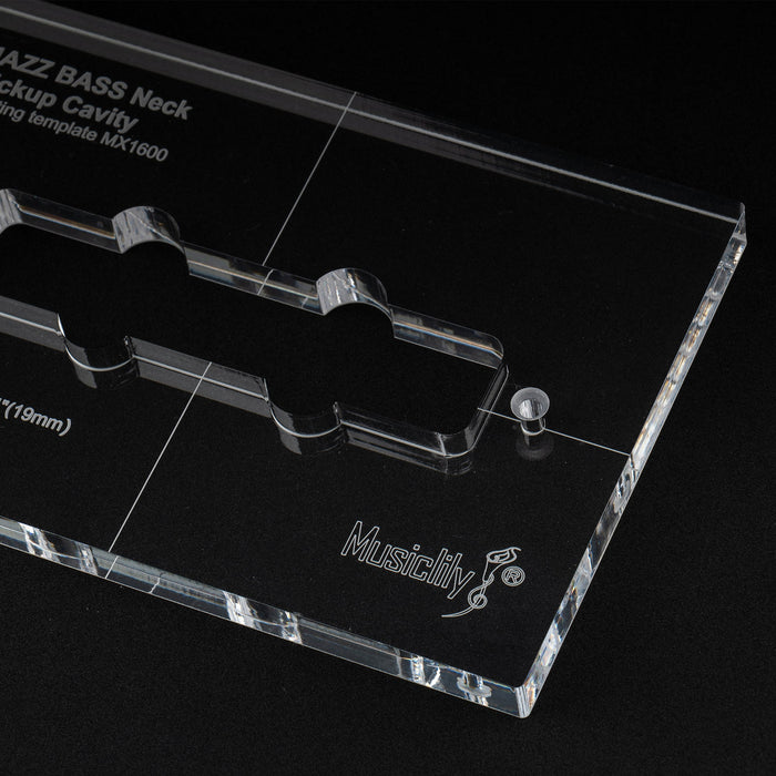 detail of musiclily pro cnc accurate acrylic pickup routing template for standard jazz bass neck pickup mx1600