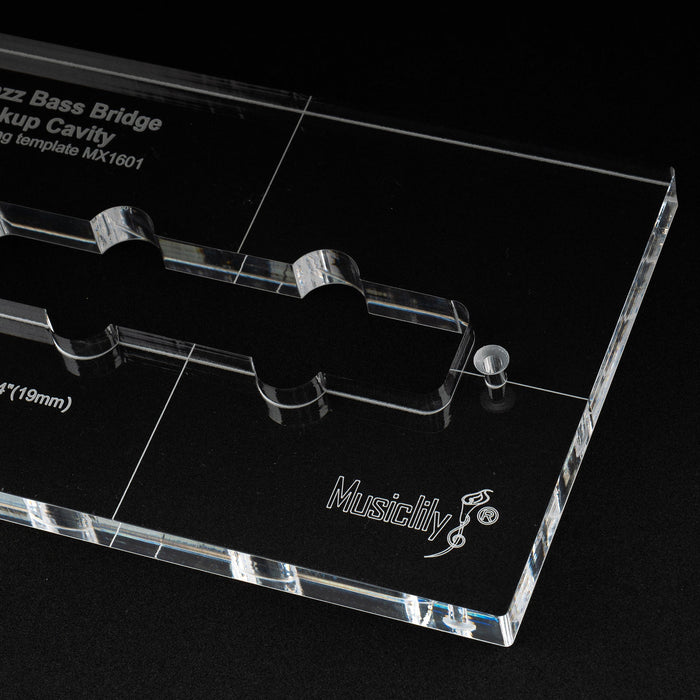 detail of musiclily pro cnc accurate acrylic pickup routing template for standard jazz bass bridge pickup mx1601