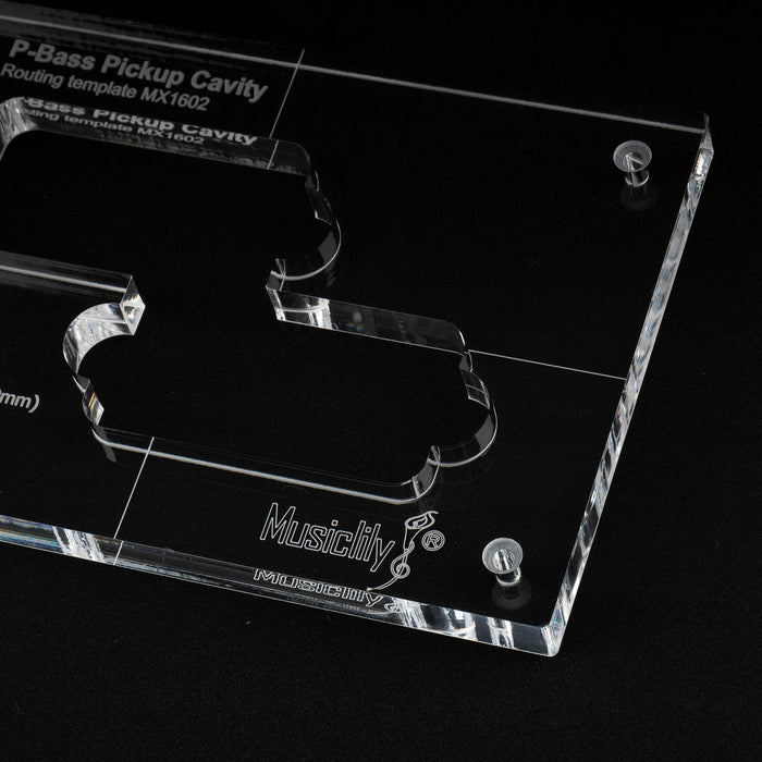 detail of musiclily pro cnc accurate acrylic pickup routing templates for standard precision bass mx1602