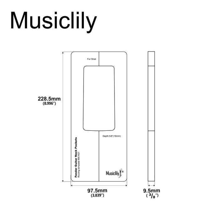 Dimensions of musiclily pro cnc accurate acrylic guitar neck routing templates for standard strat jaguar jazzmaster mustang mx1607